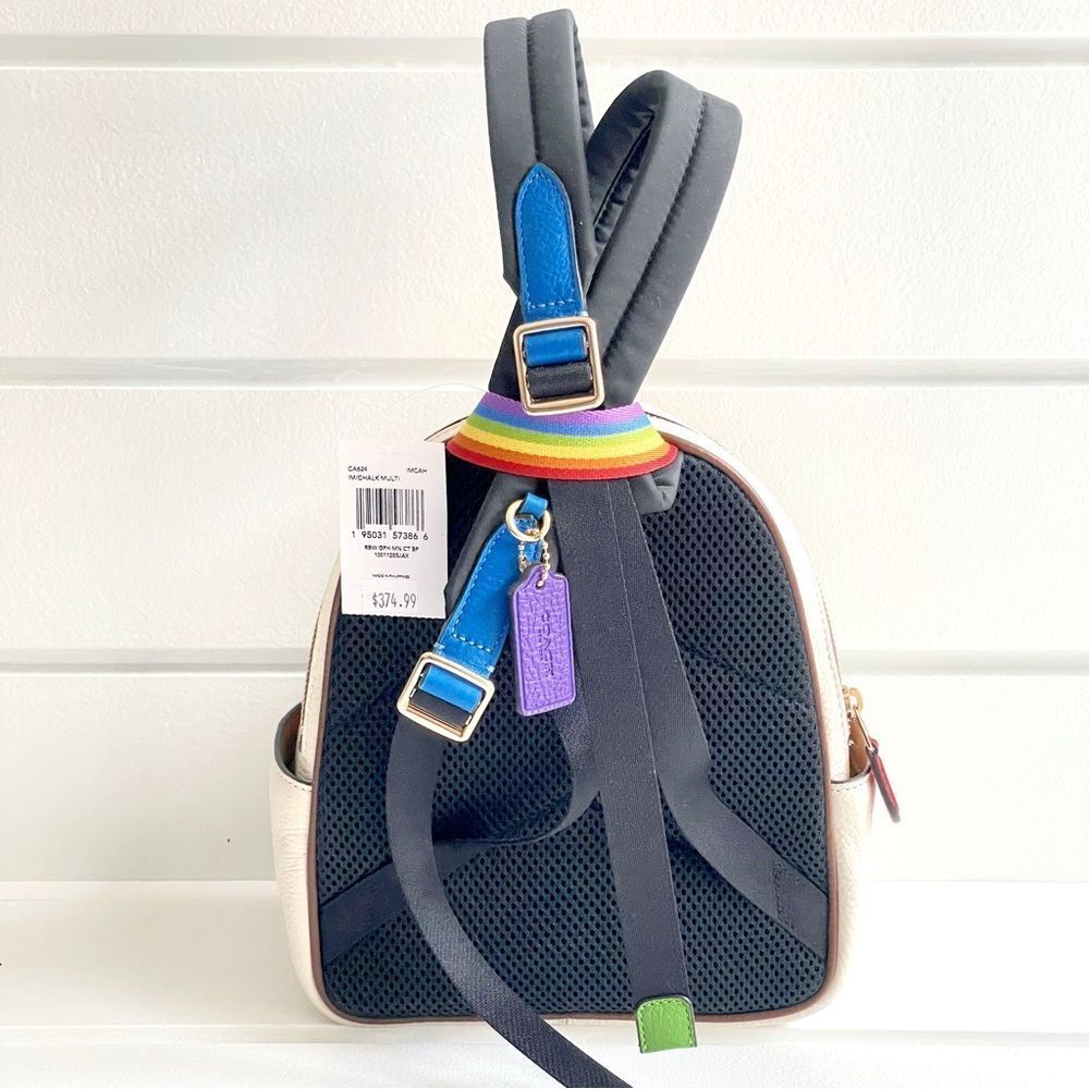 Coach Mini Court Backpack With Rainbow Coach Logo New With Tags - Picture 4 of 15